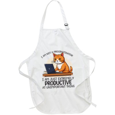 IM Not Procrastinator I’M Just Extremely Productive Cat Mom Full-Length Apron With Pockets