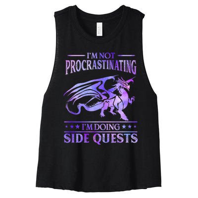 I'm Not Procrastinating I'm Doing Side Quests Dragons Master  Women's Racerback Cropped Tank