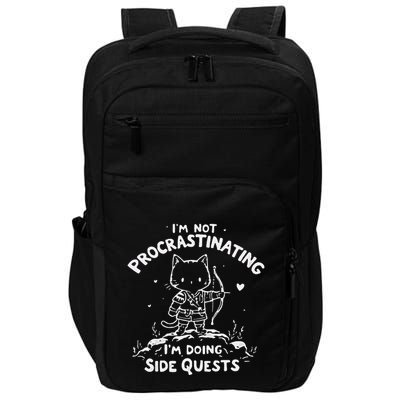 IM Not Procrastinating IM Doing Side Quests Funny Cats Impact Tech Backpack