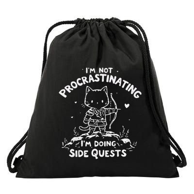 IM Not Procrastinating IM Doing Side Quests Funny Cats Drawstring Bag