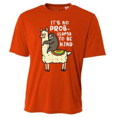 Its No Prob Llama To Be Kind Sloth Unity Day Orange Cooling Performance Crew T-Shirt