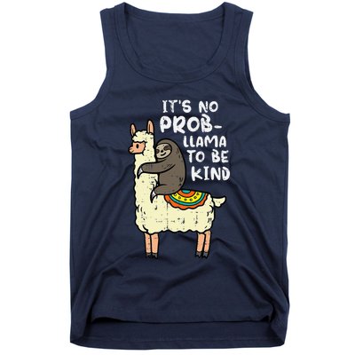 Its No Prob Llama To Be Kind Sloth Unity Day Orange Tank Top