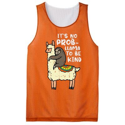 Its No Prob Llama To Be Kind Sloth Unity Day Orange Mesh Reversible Basketball Jersey Tank