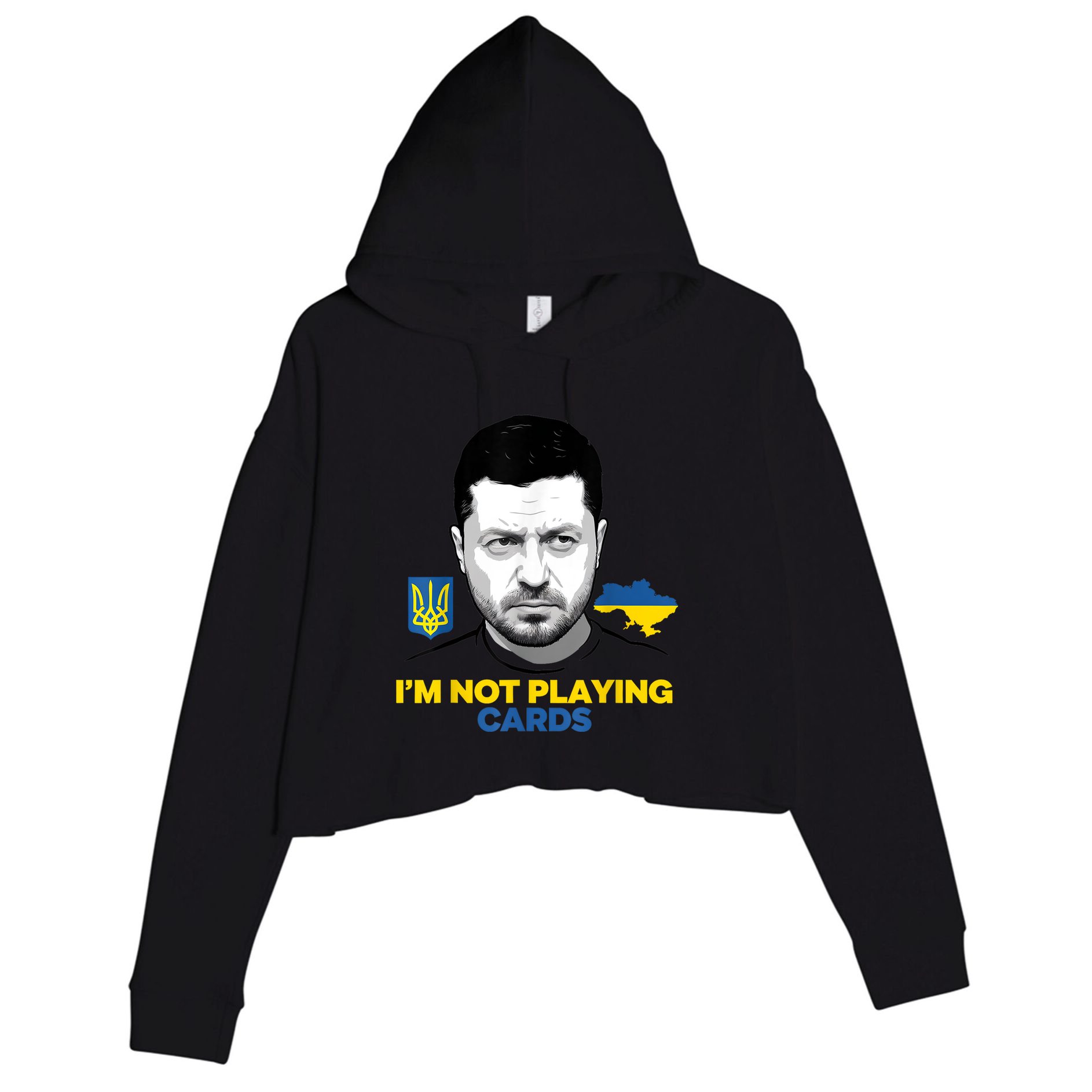 I’M Not Playing Cards Zelensky Trump Support Ukraine Crop Fleece Hoodie