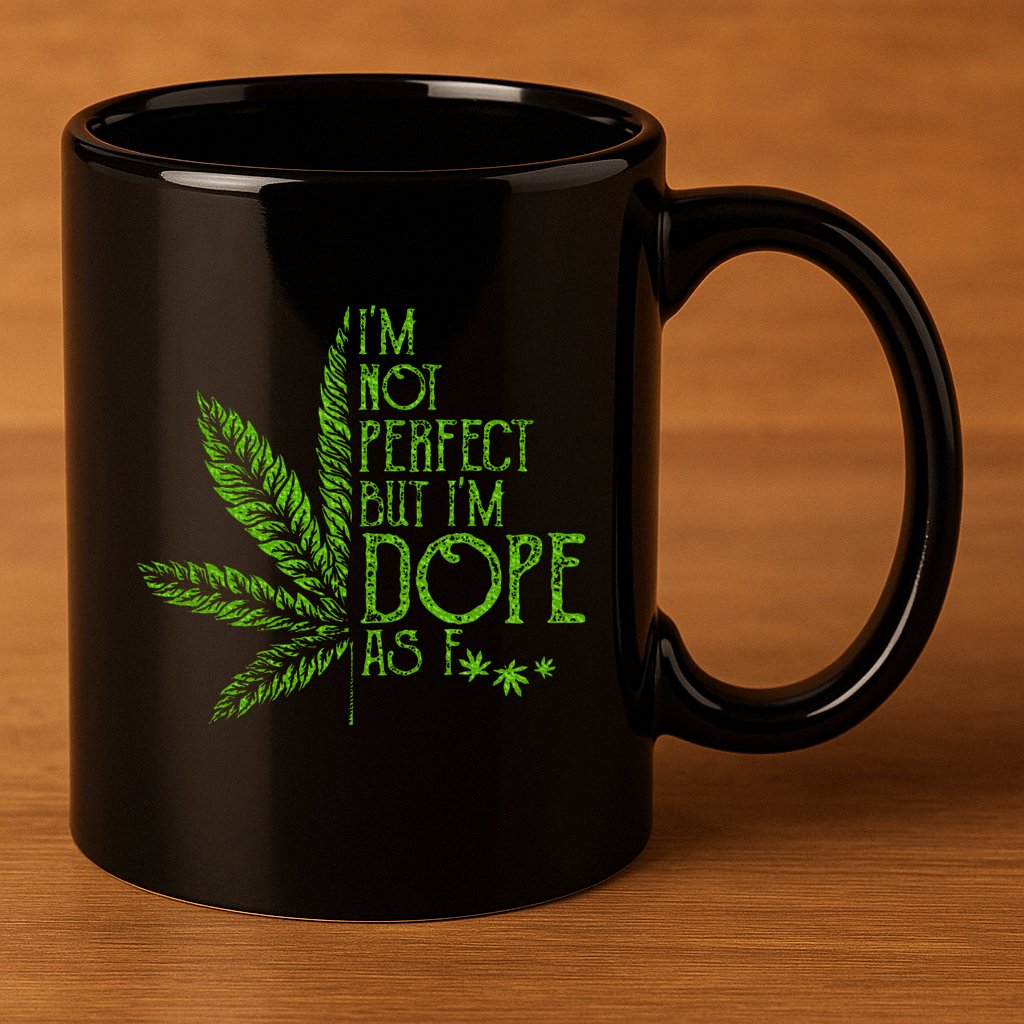I'm Not Perfect But I'm Dope As Fuck Weed 420 Stoner Gift 11oz C Handle Ceramic Mug