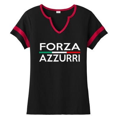 Italy National Pride Forza Azzurri Italia Ladies Halftime Notch Neck Tee