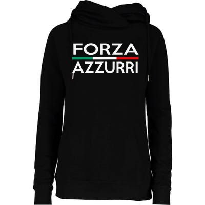 Italy National Pride Forza Azzurri Italia Womens Funnel Neck Pullover Hood