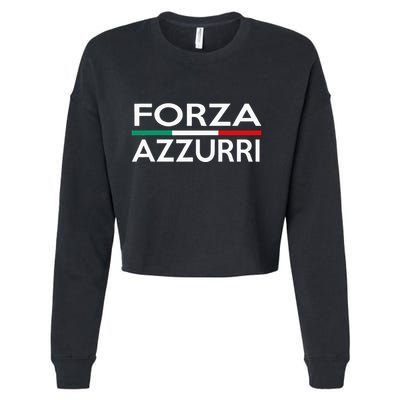 Italy National Pride Forza Azzurri Italia Cropped Pullover Crew