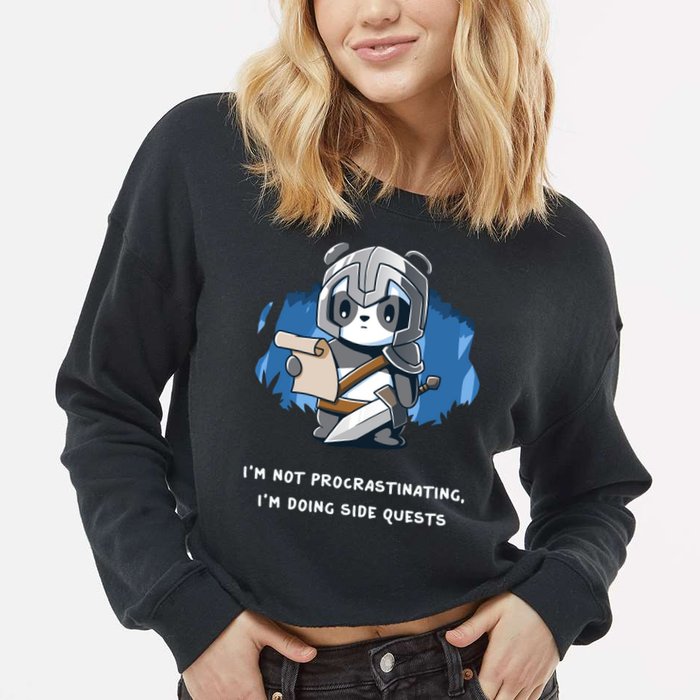 I'm Not Procrastinating I'm Doing Side Quests Cropped Pullover Crew