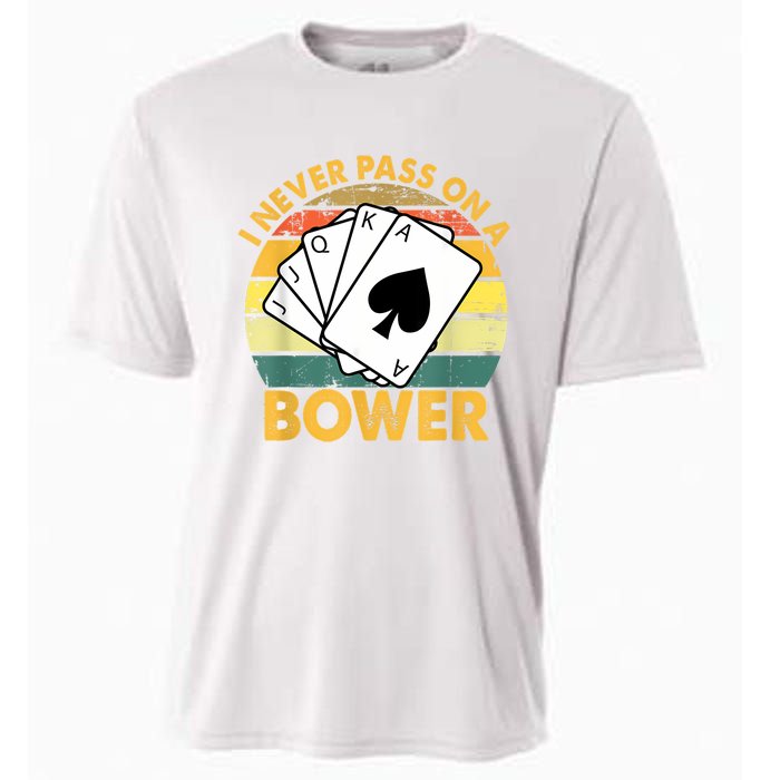 I Never Pass On A Bower Vintage Funny Euchre Card Game Cooling Performance Crew T-Shirt