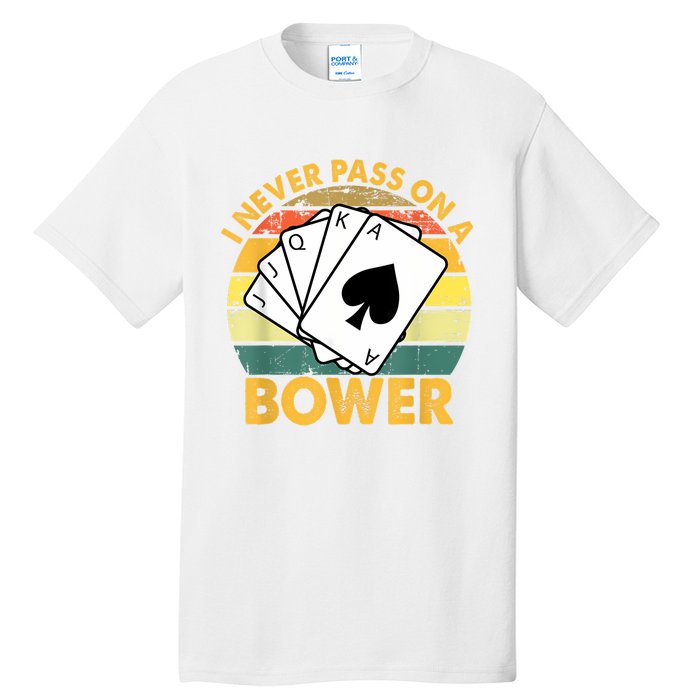 I Never Pass On A Bower Vintage Funny Euchre Card Game Tall T-Shirt