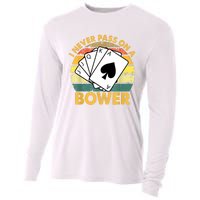 I Never Pass On A Bower Vintage Funny Euchre Card Game Cooling Performance Long Sleeve Crew