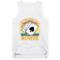 I Never Pass On A Bower Vintage Funny Euchre Card Game Tank Top