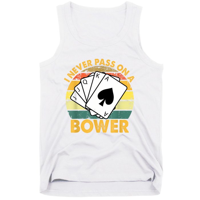 I Never Pass On A Bower Vintage Funny Euchre Card Game Tank Top