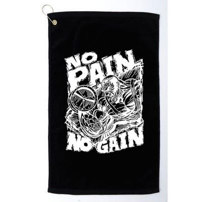 Inspirational No Pain No Gain Fitness Gift Platinum Collection Golf Towel