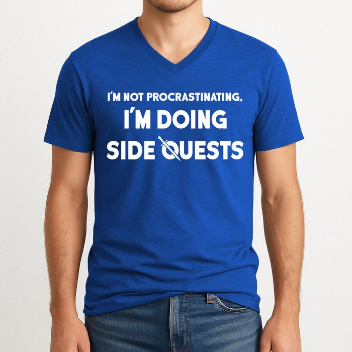 I'm Not Procrastinating I'm Doing Side Quests Gamer V-Neck T-Shirt