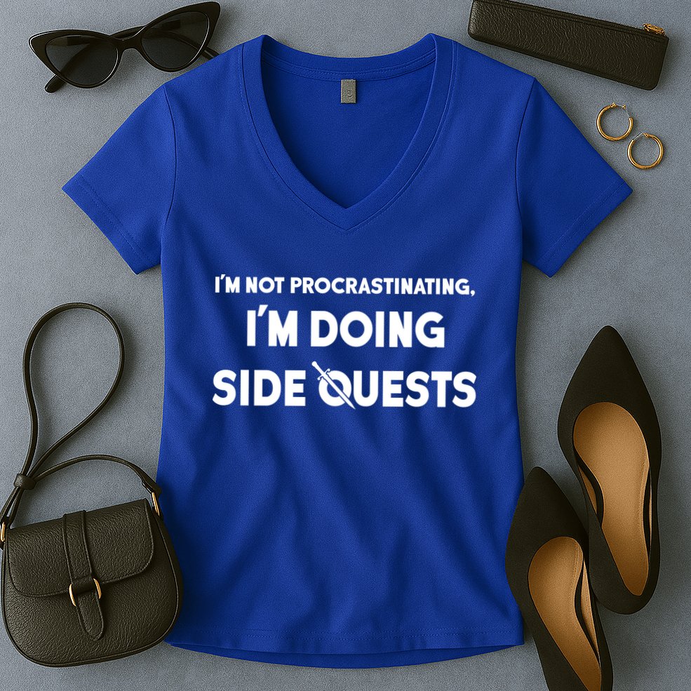 I'm Not Procrastinating I'm Doing Side Quests Gamer Women's V-Neck T-Shirt