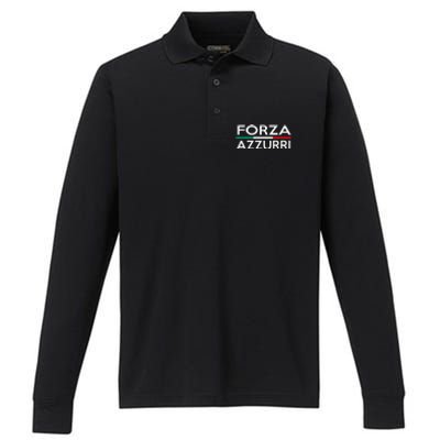 Italy National Pride Forza Azzurri Italia Performance Long Sleeve Polo