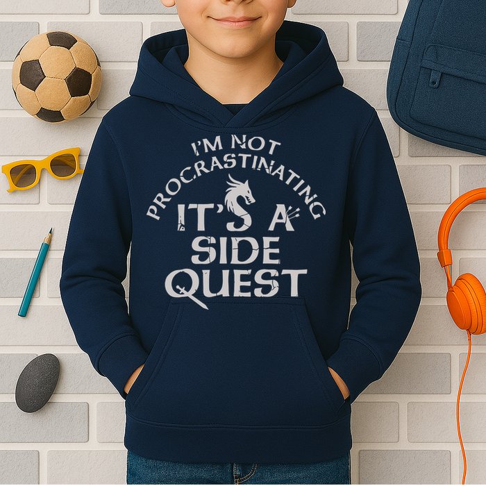 I'm Not Procrastinating, It's A Side Quest Kids Hoodie