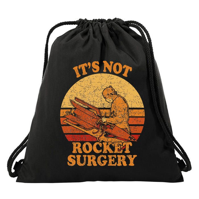 Its Not Rocket Surgery Retro Surgeon Rocket Scientist Drawstring Bag