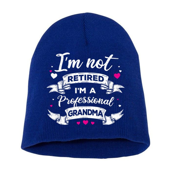 I'm Not Retired I Am A Professional Grandma Granny Family Gift Short Acrylic Beanie