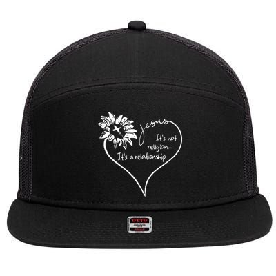 It's Not Religion It's A Relationship Jesus 7 Panel Mesh Trucker Snapback Hat