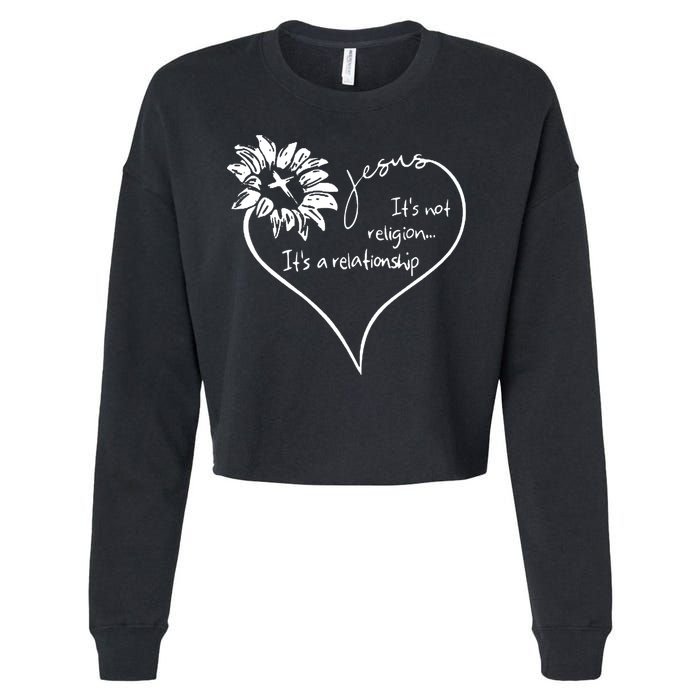 It's Not Religion It's A Relationship Jesus Cropped Pullover Crew