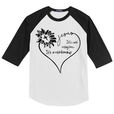 It's Not Religion It's A Relationship Jesus Kids Colorblock Raglan Jersey