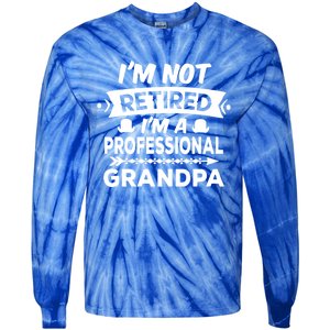 I'm Not Retired I'm A Professional Grandpa Gift Tie-Dye Long Sleeve Shirt