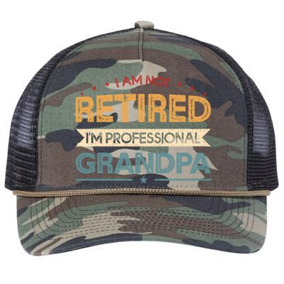 I'm Not Retired I'm A Professional Grandpa Cool Gift Retro Rope Trucker Hat Cap