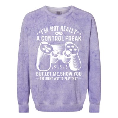 I'm Not Really A Control Freak Video Game Player Gamer Funny Gift Colorblast Crewneck Sweatshirt