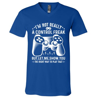 I'm Not Really A Control Freak Video Game Player Gamer Funny Gift V-Neck T-Shirt