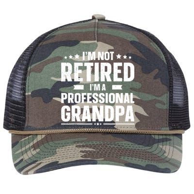 Im Not Retired Im A Professional Grandpa Dad Fathers Day Funny Gift Retro Rope Trucker Hat Cap