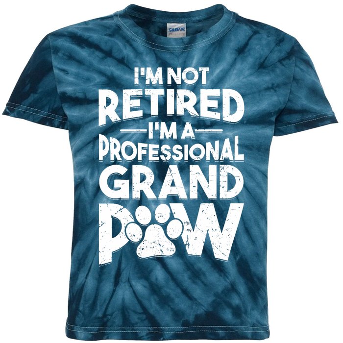 IM Not Retired IM A Professional Grand Paw Dog Grandpaw Kids Tie-Dye T-Shirt