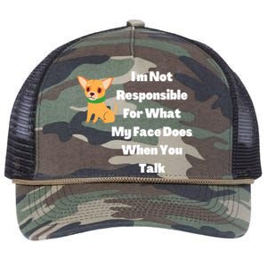 I'm Not Responsible For What My Face Does When You Talk Gift Retro Rope Trucker Hat Cap