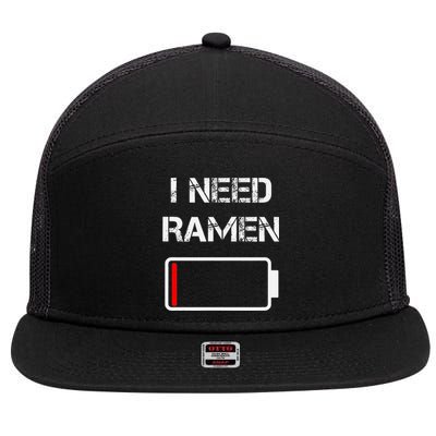 I Need Ramen Japan Anime Funny Noodle Love Ramen 7 Panel Mesh Trucker Snapback Hat