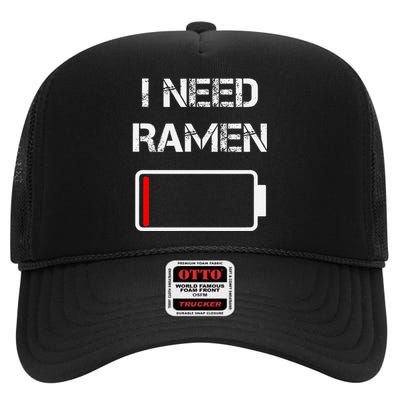 I Need Ramen Japan Anime Funny Noodle Love Ramen High Crown Mesh Back Trucker Hat