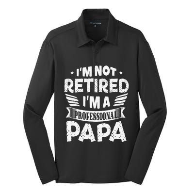 Im Not Retired A Professional Papa Father Day Gift Silk Touch Performance Long Sleeve Polo