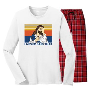 I Never Said That Funny Christian Church Jesus Music Funny Movie Cool Meme Women's Long Sleeve Flannel Pajama Set 