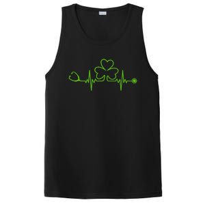 Irish Nurse St Patricks Day Shamrock Stethocsope Wo PosiCharge Competitor Tank