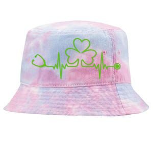 Irish Nurse St Patricks Day Shamrock Stethocsope Wo Tie-Dyed Bucket Hat