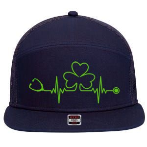 Irish Nurse St Patricks Day Shamrock Stethocsope Wo 7 Panel Mesh Trucker Snapback Hat