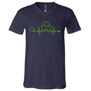 Irish Nurse St Patricks Day Shamrock Stethocsope Wo V-Neck T-Shirt