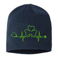 Irish Nurse St Patricks Day Shamrock Stethocsope Wo Sustainable Beanie