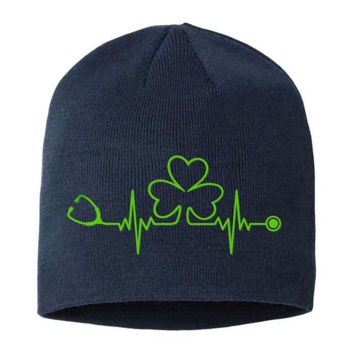 Irish Nurse St Patricks Day Shamrock Stethocsope Wo Sustainable Beanie