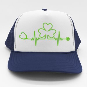 Irish Nurse St Patricks Day Shamrock Stethocsope Wo Trucker Hat