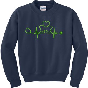 Irish Nurse St Patricks Day Shamrock Stethocsope Wo Kids Sweatshirt