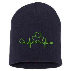 Irish Nurse St Patricks Day Shamrock Stethocsope Wo Short Acrylic Beanie