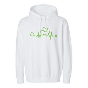 Irish Nurse St Patricks Day Shamrock Stethocsope Wo Garment-Dyed Fleece Hoodie