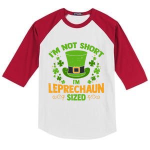 I'm Not Short I'm Leprechaun Size Irish Shamrock Patrick Day Great Gift Kids Colorblock Raglan Jersey